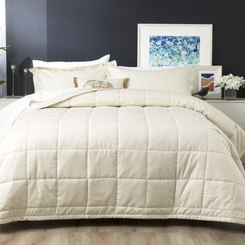Ddecor Home Checks Ivory 500 Thread Count Jacquard Cotton Comforter Set (6885528567852)