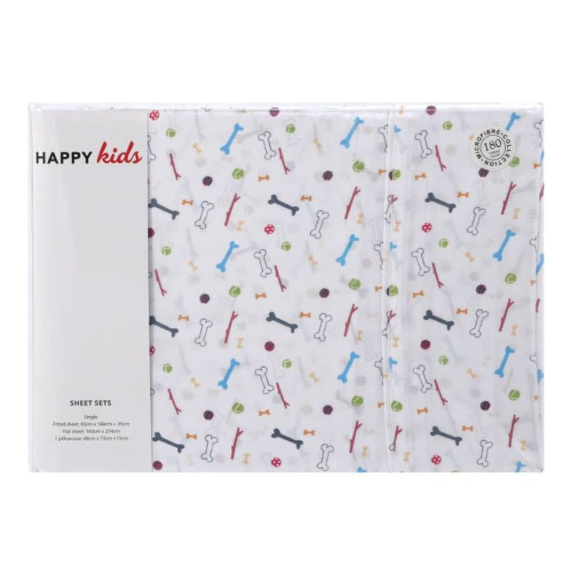 Happy Kids Bones Printed Microfibre Sheet Set (6919159316524)