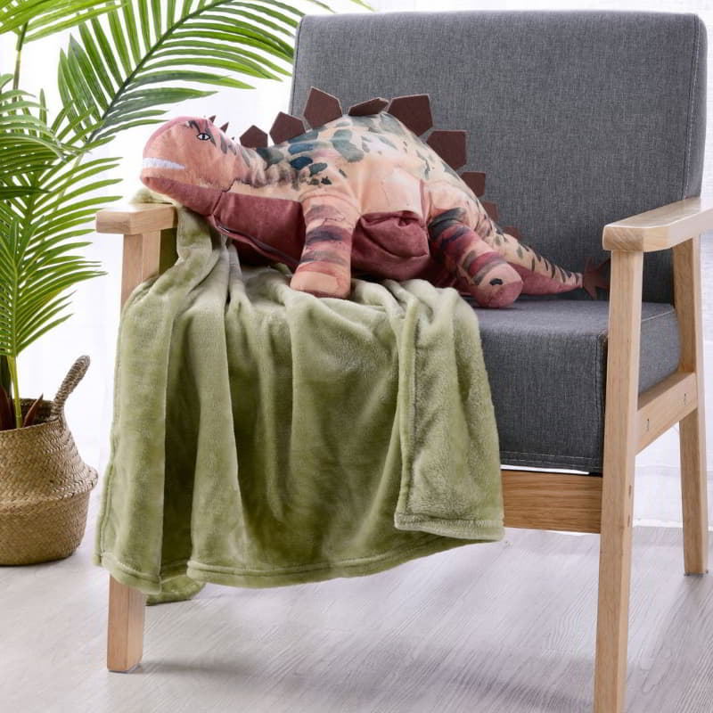 Happy Kids Dino Novelty 67x32cm Cushion with throw (6726424166444)