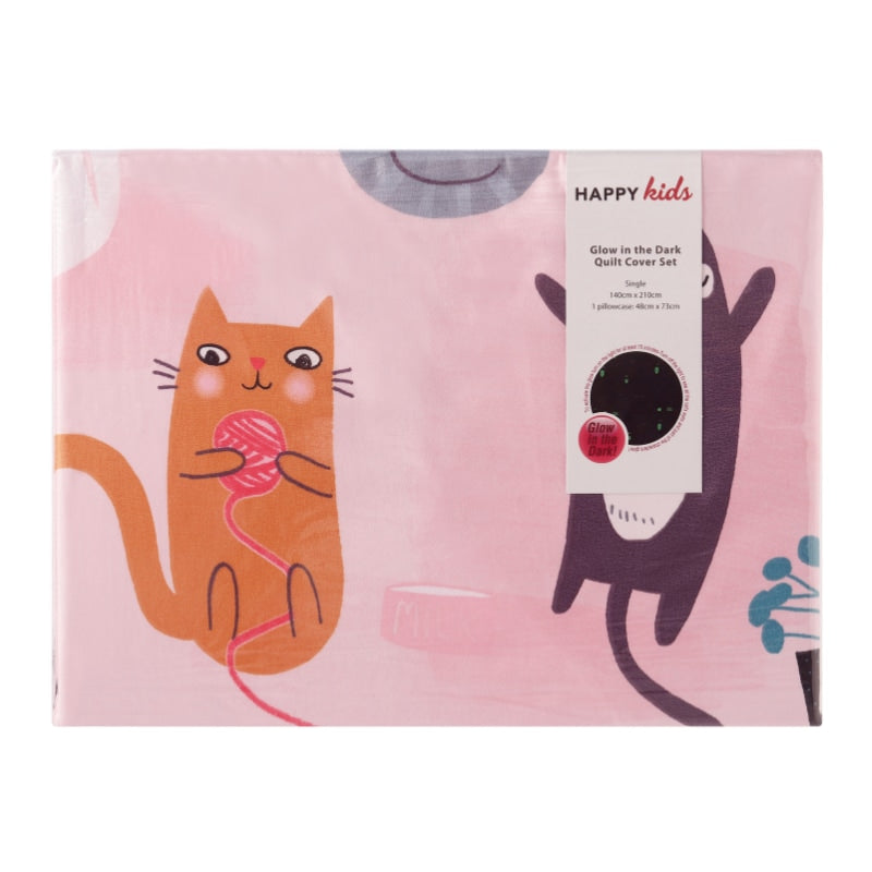 Happy Kids Miaow Glow in the Dark Quilt Cover Set (6917859934252)