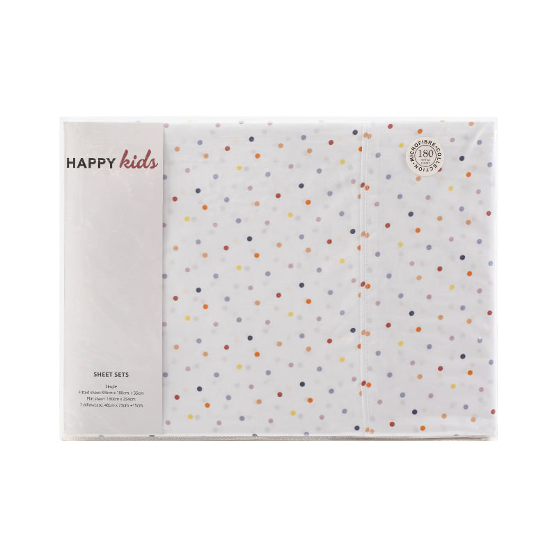 Happy Kids Polka Printed Microfibre Sheet Set (6725902958636)