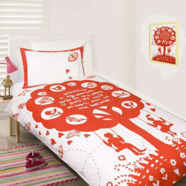 Happy Kids Red Bees Knees Quilt Cover Set (6869090730028)