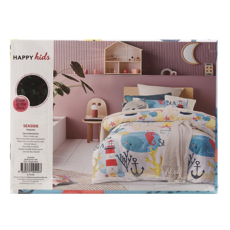 Happy Kids Seaside Glow in the Dark Quilt Cover Set (6917864423468)
