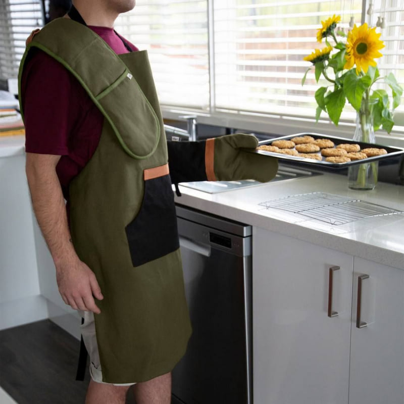 J.Elliot Selby Olive and Black Apron (6671688302636)