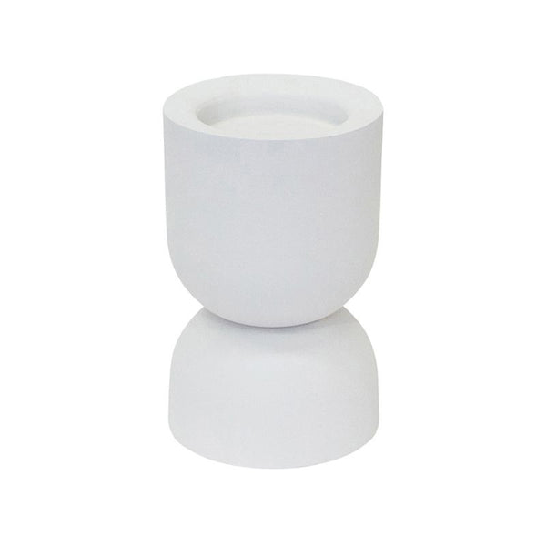 alt="Front details of a white candle holder"