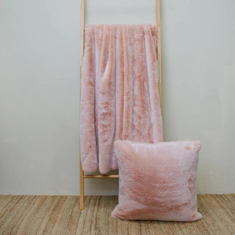 J.Elliot Archie Faux Fur Soft Pink 50x50cm Cushion (6894088388652)