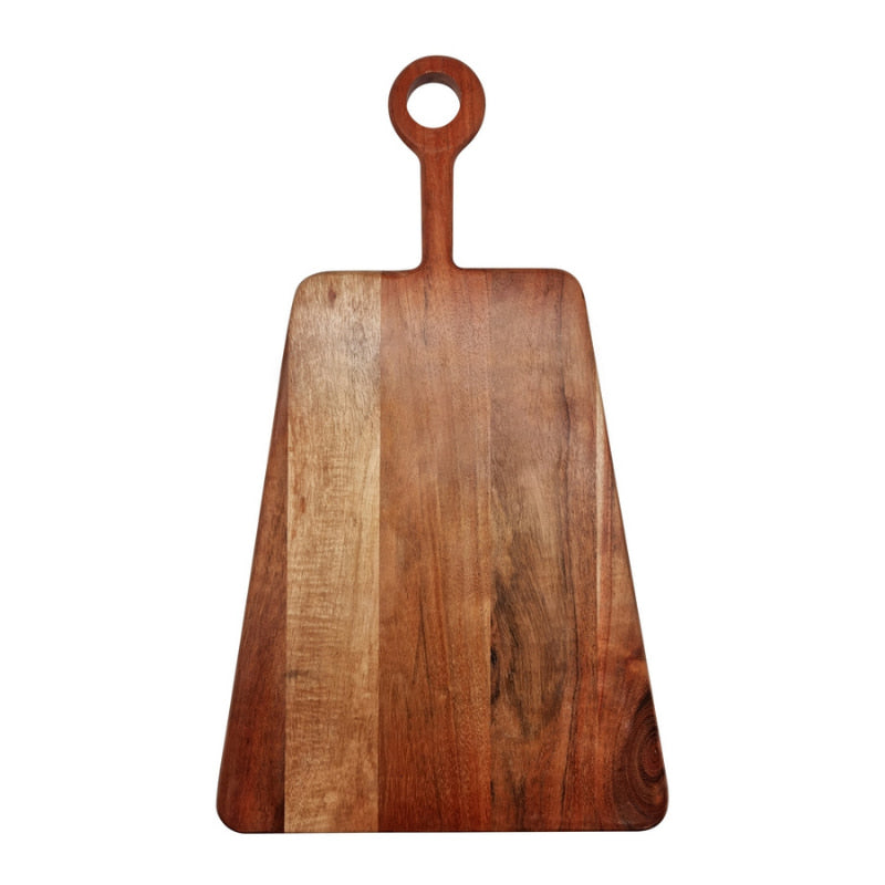 alt="Front details of a chopping board  hand-crafted with acacia wood, designed to last."