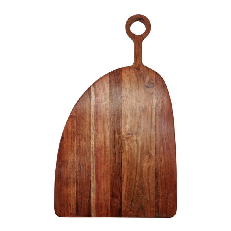 alt="Front details of a chopping board handcrafted with acacia wood is designed to last."
