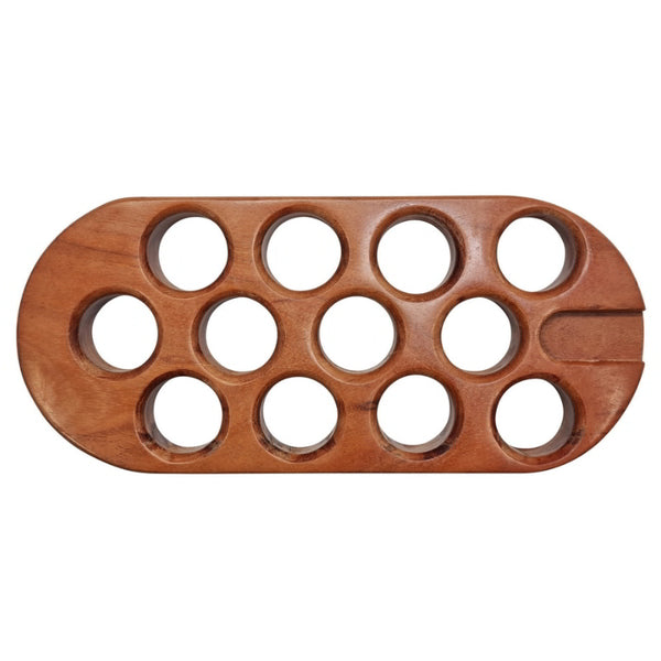 alt="Front details of an egg tray designed in Australia and skilfully handcrafted from acacia wood"