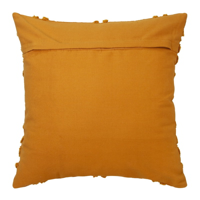alt="Plain back details of a yellow cushion featuring a hexagonal tufted design"