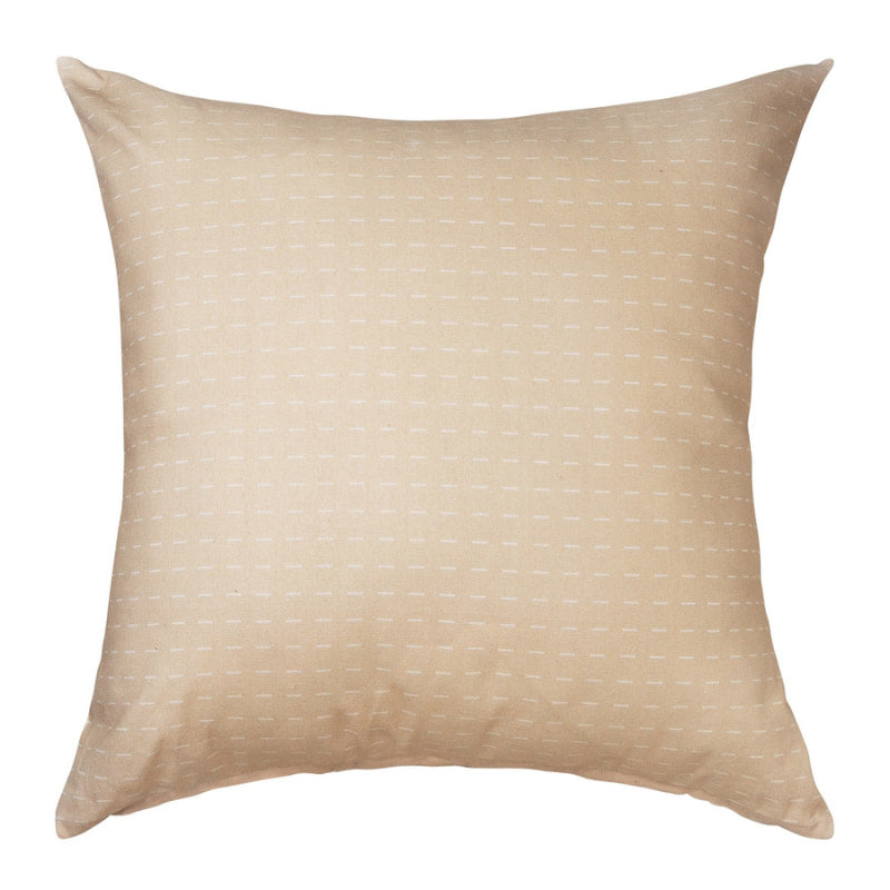 alt="Back details of a natural cushion featuring a rustic boho design printed"