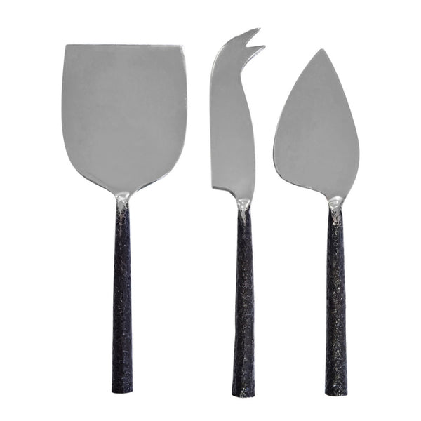 alt="Set of three cheese knives create a statement and interest to your grazing board."