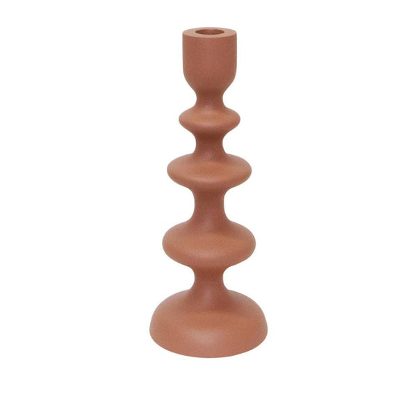 alt="Front details of a clay candle holder"