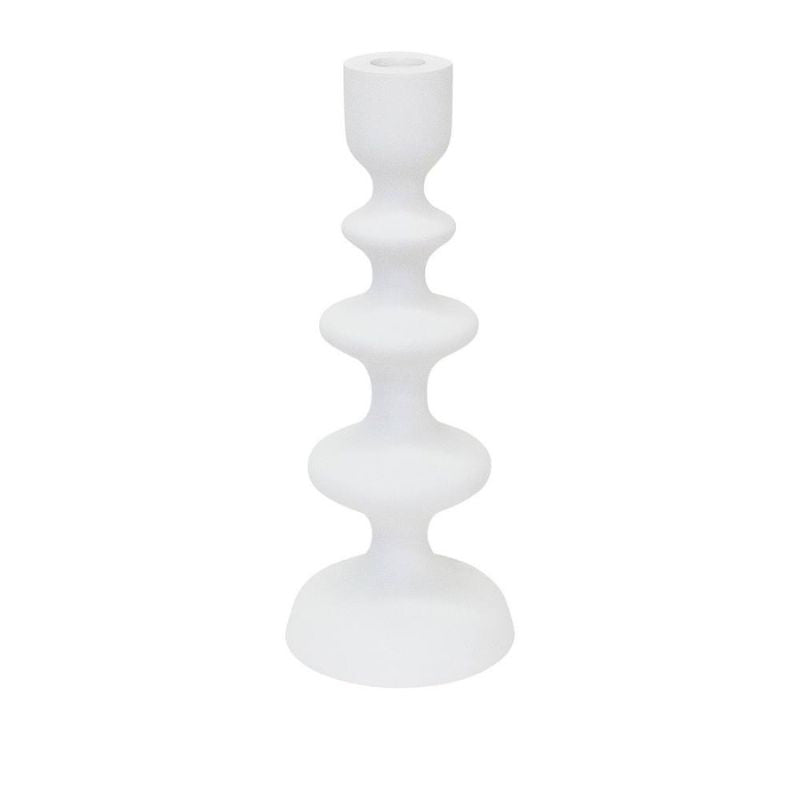 alt="Front details of a white candle holder"