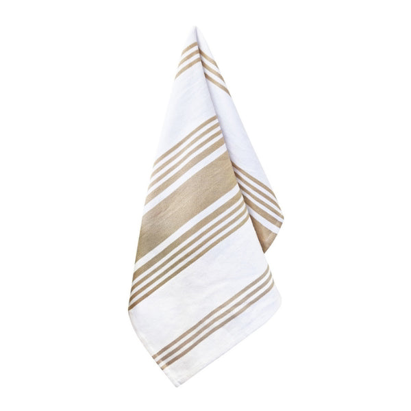 alt="Selby Collection bold natural stripe design tea towels."