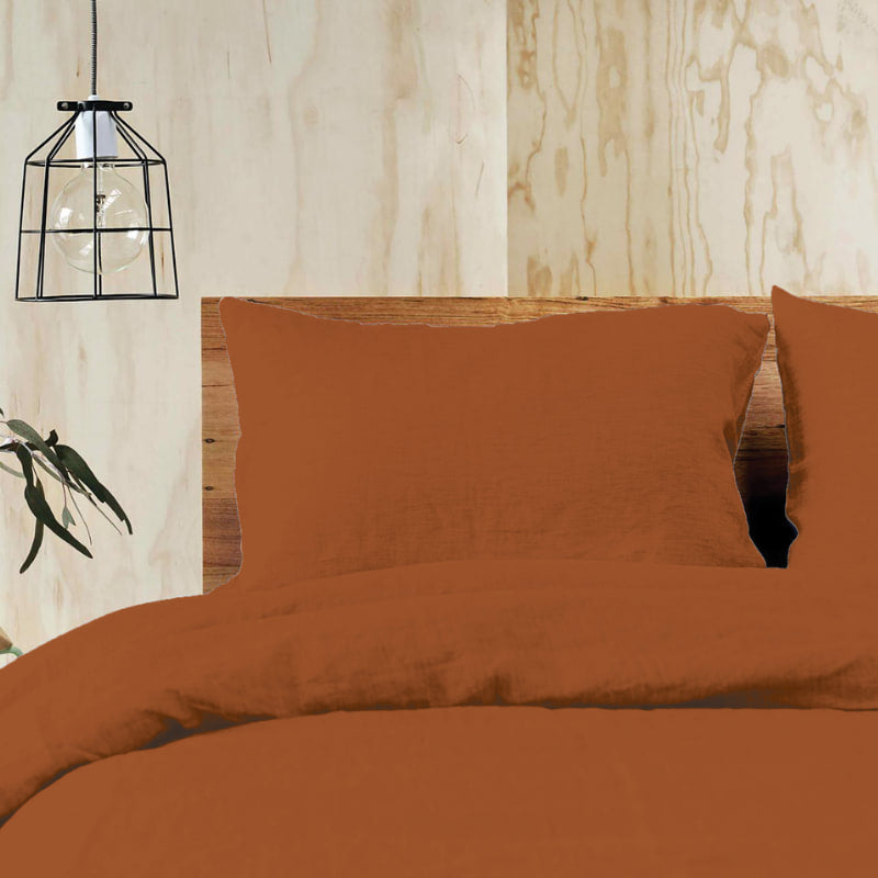 Jenny Mclean Doux Pure Linen Terracotta Quilt Cover Set (6869960228908)
