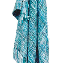 Close up details of a cool pool throw rug, showcasing its stylish design and cosy appeal.