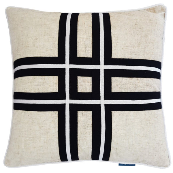 Mirage Haven Roy Crisscross Black and Silver 50x50cm Cushion Cover