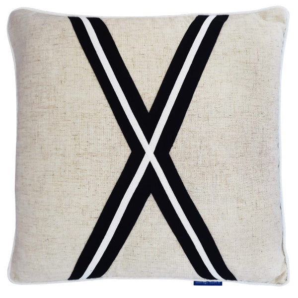 Mirage Haven Ollie Mid Cross Black and Silver 50x50cm Cushion Cover