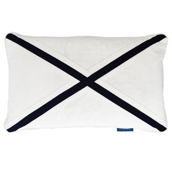 Mirage Haven Riley Cross Dark Blue and White 30x50cm Cushion Cover