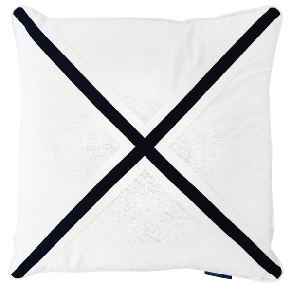 Mirage Haven Riley Cross Dark Blue and White 50x50cm Cushion Cover