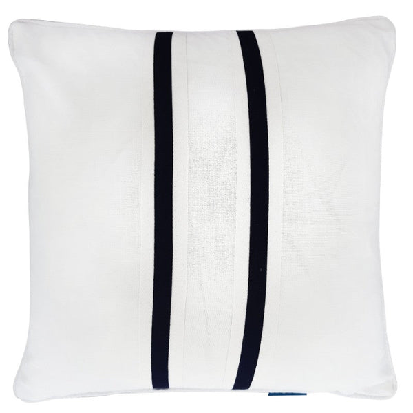 Mirage Haven North Twin Strip Dark Blue and White 50x50cm Cushion Cover