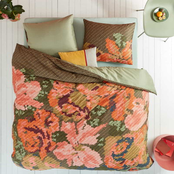 Oilily Embroidered Flower Cotton Sateen Multicoloured Quilt Cover Set (6683640889388)