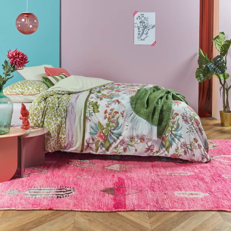 Oilily Line Flower Cotton Sateen Multicoloured Quilt Cover Set (6683675361324)