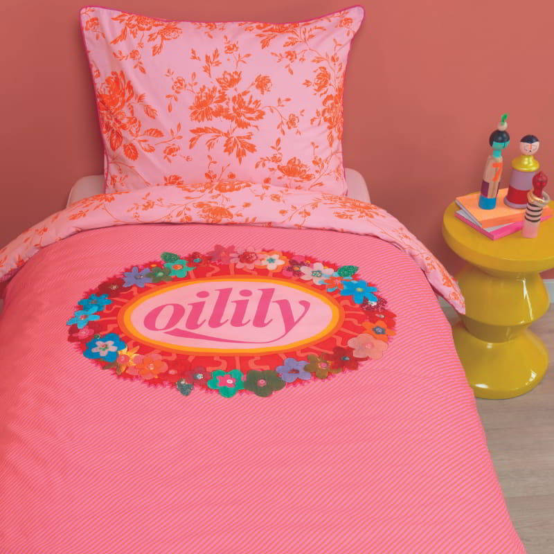 Oilily Prom Flowers Cotton Pink Quilt Cover Set (6683670872108)