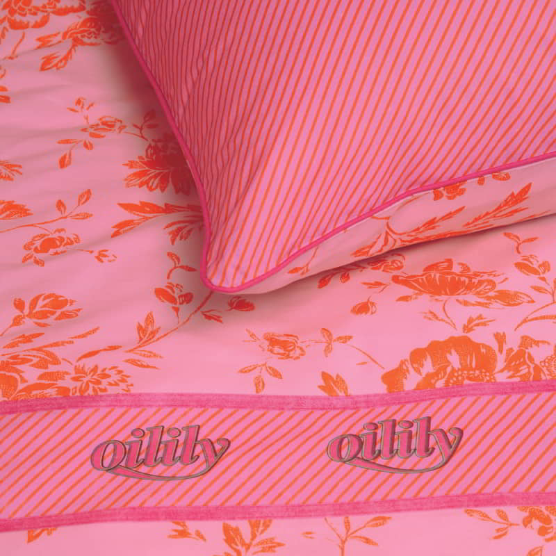 Oilily Prom Flowers Cotton Pink Quilt Cover Set (6683670872108)