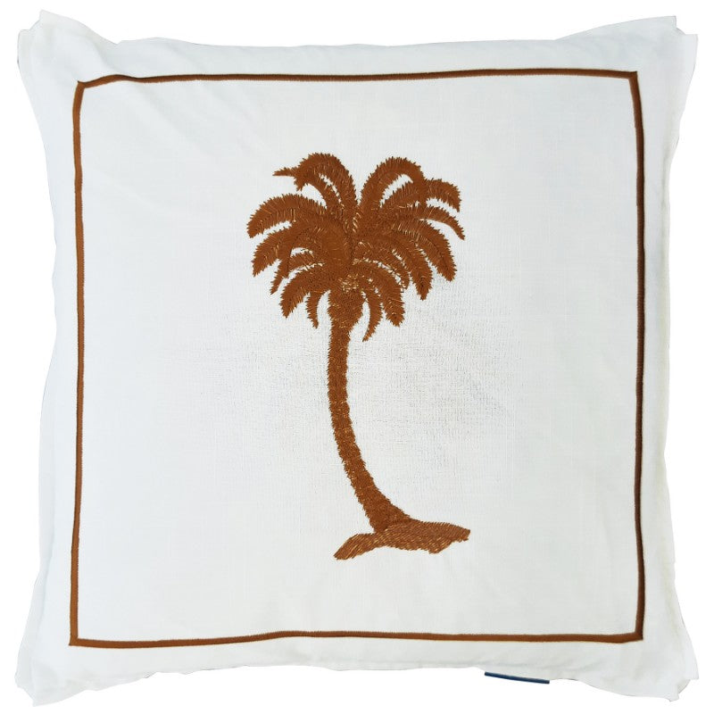 Mirage Haven Cove Palm Tree Brown and White 50x50cm Cushion Cover