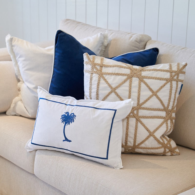 Mirage Haven Ceanna Palm Tree Blue and White 30x50cm Cushion Cover