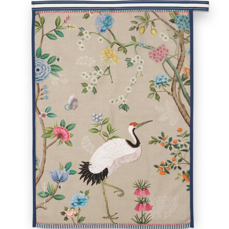 PIP Studio Blushing Birds All Over Print Khaki Tea Towel (6988679413804)