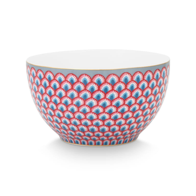 PIP Studio Flower Festival Scallop Red Light Blue 9.5cm Bowl (6982908411948)