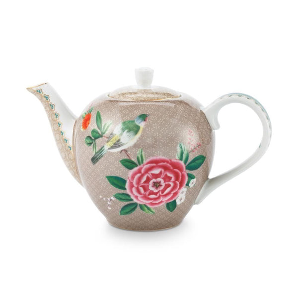 PIP Studio Blushing Birds Porcelain Khaki 750ml Tea Pot (6988740788268)