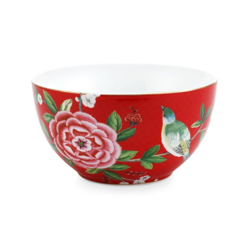 PIP Studio Blushing Birds Porcelain Red 15cm Bowl (6988773031980)