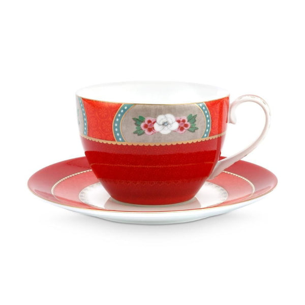 PIP Studio Blushing Birds Red 280ml Cup and Saucer (6988776407084)
