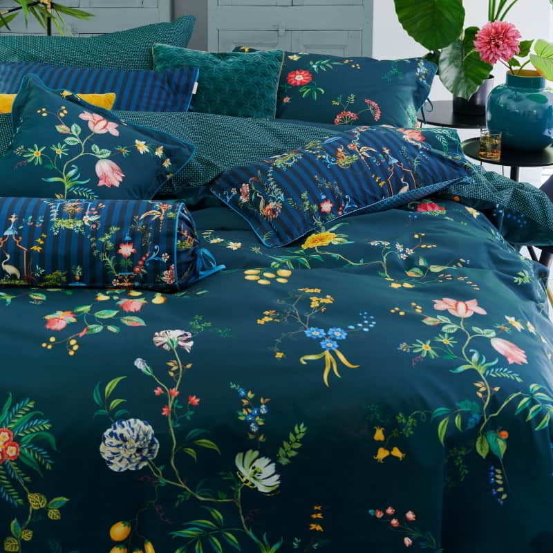 PIP Studio Fleur Grandeur Cotton Dark Blue Quilt Cover Set (6731631755308)