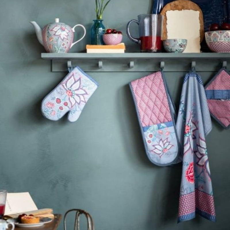 PIP Studio Flower Festival Blue Oven Glove (6977481539628)