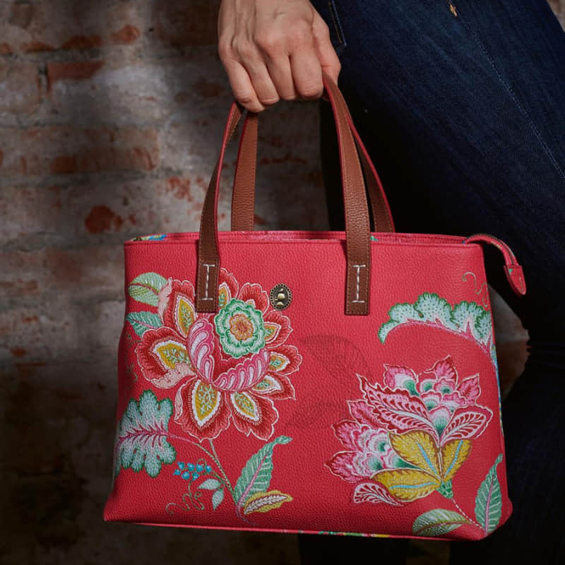 PIP Studio Jambo Flower Red Shopper Bag (6988682035244)