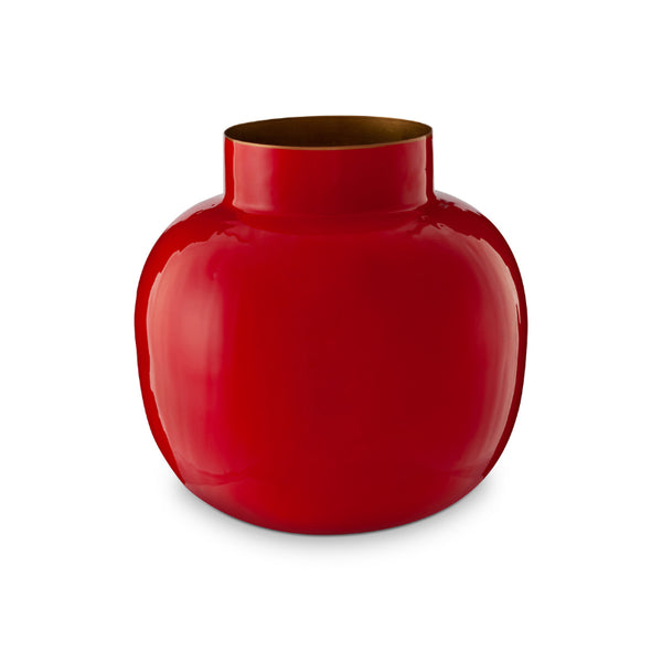 PIP Studio Round Red 10cm Metal Vase (6854437634092)