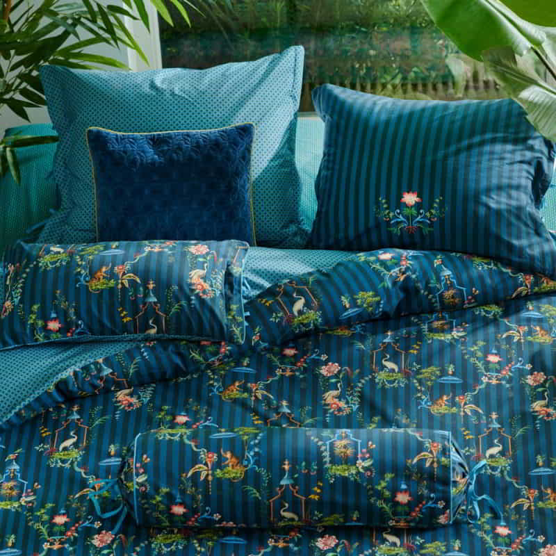 PIP Studio Singerie Cotton Dark Blue Quilt Cover Set (6731654856748)