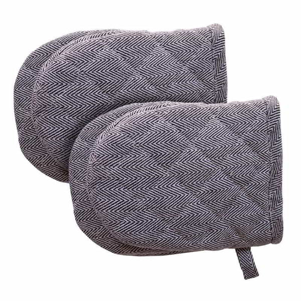 Trendy RANS Herringbone Black Mini Gloves, made of premium cotton, combining elegance and heat protection for kitchen use.