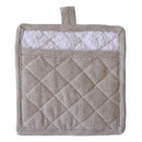 RANS Herringbone Charcoal Pot Holder features a stylish V-shape design, made of 100% cotton for safe, elegant handling of hot items.