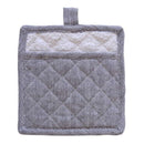 RANS Herringbone Black Pot Holder features a stylish V-shape design, made of 100% cotton for safe, elegant handling of hot items.