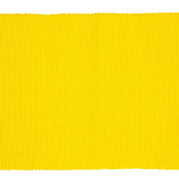 A sophisticated yellow ribbed placemat, enhancing dining experiences with style and protection.
