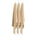A trio of latte tea towels displayed on clothes pegs, emphasizing their absorbency and stylish appearance for kitchen tasks.