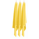 Three yellow tea towels neatly hung on pegs, highlighting their quality and functionality for effective dish drying in the kitchen.