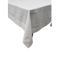 A white linen tablecloth enhancing mealtimes with elegance and comfort for any occasion.