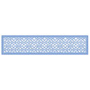 A decorative indigo runner featuring an intricate pattern, enhancing the elegance of any dining setting.